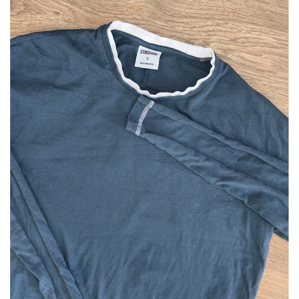 Gymshark Premium Lifting Long Sleeve T Shirt Crewneck Mens Small Blue GMLT5005